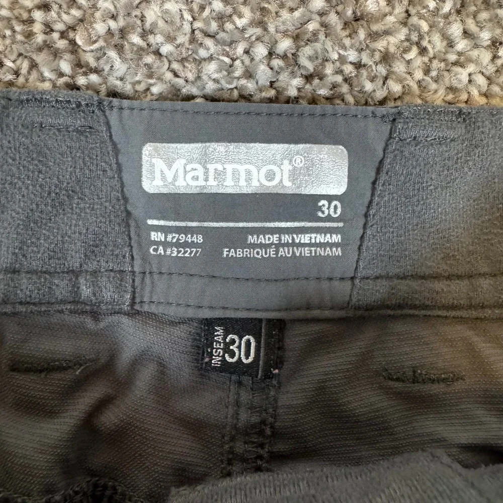 Marmot Arch Rock Mens Hiking Pants Gray Nylon Stretch Outdoor 30x30 D52370S